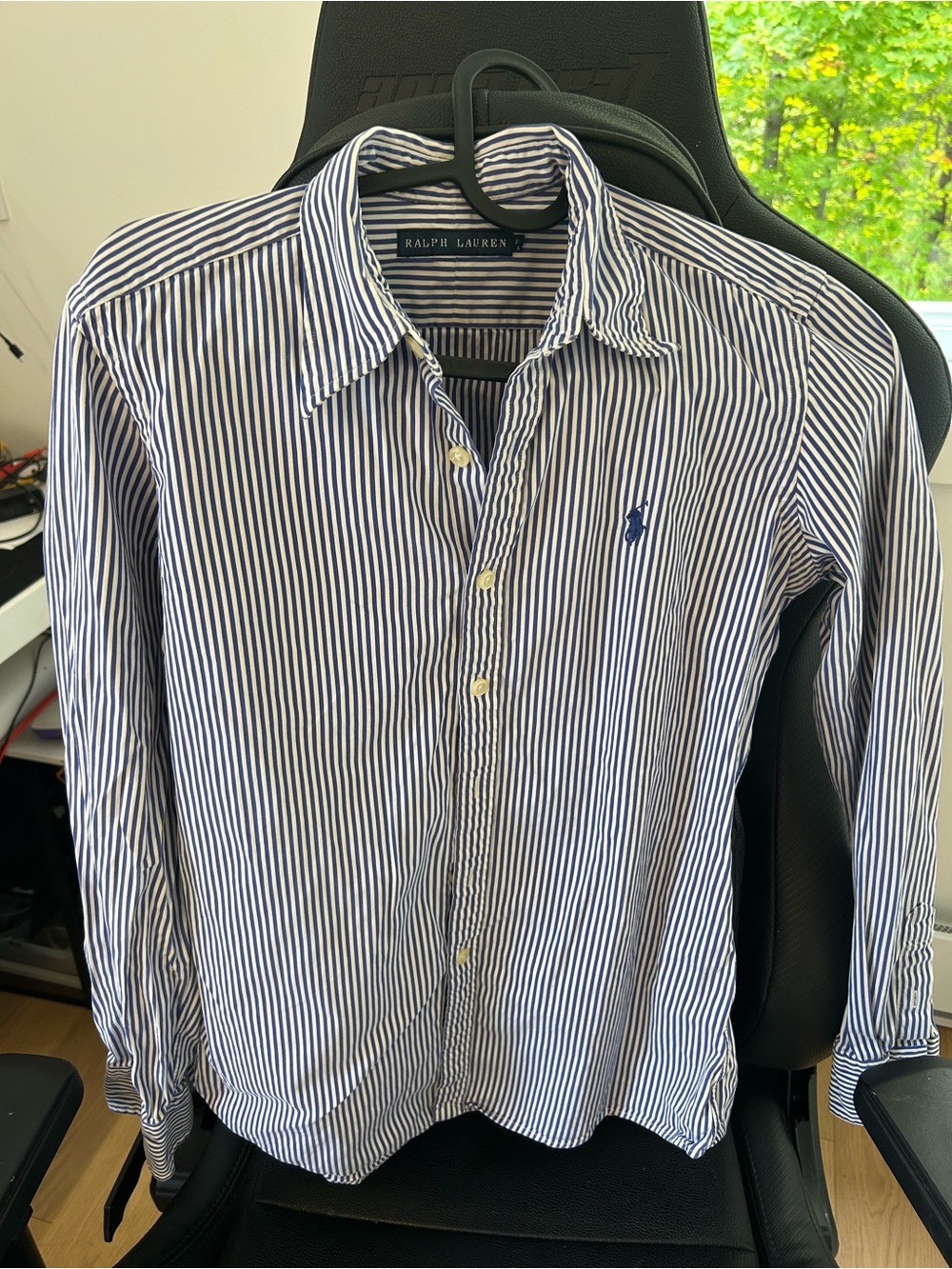 Ralph Lauren Navy & White Striped Oxford Button-Up Shirt